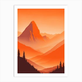 Misty Mountains Vertical Composition In Orange Tone 7 Art Print