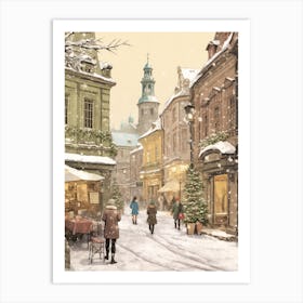 Vintage Winter Illustration Krakow Poland 1 Art Print