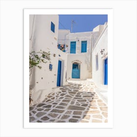 Blue And White Houses In Paros Art Print