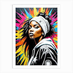 Graffiti Mural Of Beautiful Hip Hop Girl 73 Art Print