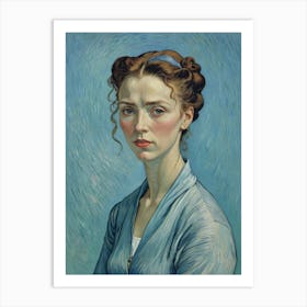 Young Woman In Blue Art Print