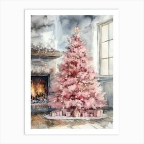 Pink Christmas Tree 4 Art Print