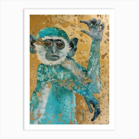 Gibbon Gold Effect Collage 2 Art Print