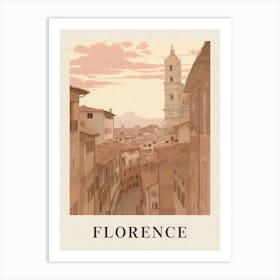 Florence Vintage Pink Italy Poster Art Print