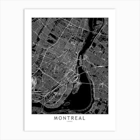 Montreal Black And White Map Art Print