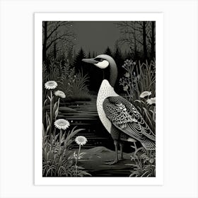 Bird Linocut Common Loon 9 Art Print