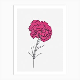 Carnation Floral Minimal Line Drawing 1 Flower Art Print