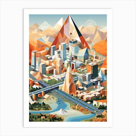 Beijing, China, Geometric Illustration 3 Art Print