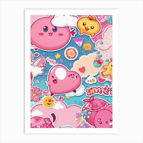 Kawaii Stickers Art Print