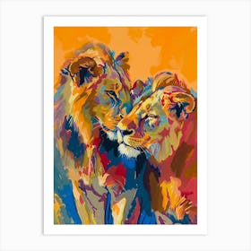 Southwest African Lion Rituals Fauvist Painting 2 Art Print