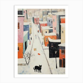 Cat In The Streets Of Harbin   China With Snow 3 Art Print