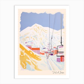 Poster Of Val D Isere   France, Ski Resort Pastel Colours Illustration 2 Art Print