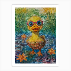 Duck In Glasses 1 Art Print