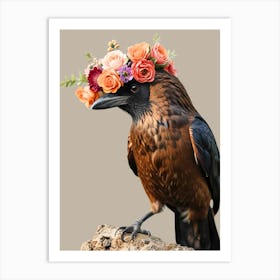 Crow With Flower Crown 2 Art Print