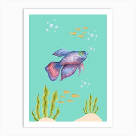 Watercolor Betta Fish Art Print