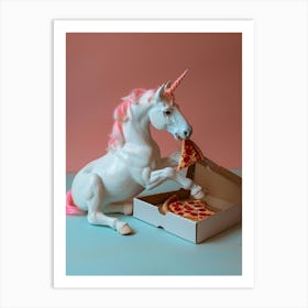 Toy Unicorn Eating A Pizza Slice 1 Art Print