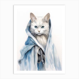 Turkish Angora Cat As A Jedi 3 Art Print