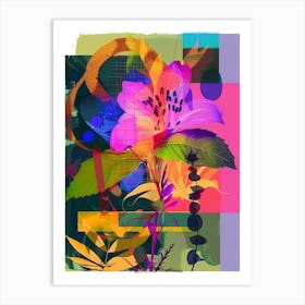 Lobelia 1 Neon Flower Collage Art Print
