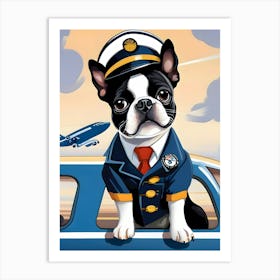 Boston Terrier Pilot-Reimagined 33 Art Print