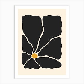 Abstract Flower 03 - Black and Yellow Art Print