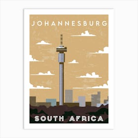 Johannesburg, South Africa — Retro travel minimalist poster Art Print