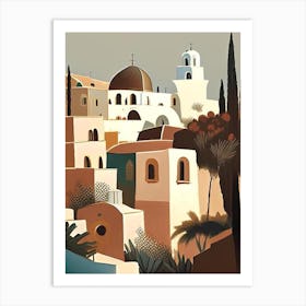 Santorini Greece Buildings Rousseau Inspired Tropical Destination Art Print