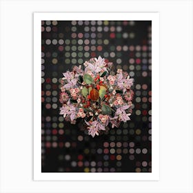 Vintage Plum Leaved Thorn Floral Wreath on Dot Bokeh Pattern n.0298 Art Print