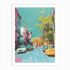 Queens New York Colourful Silkscreen Illustration 4 Art Print