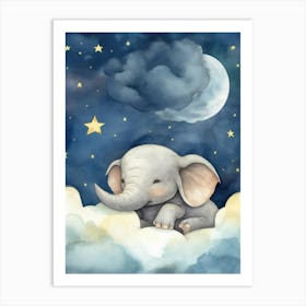 Baby Elephant 3 Sleeping In The Clouds Art Print