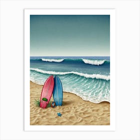 Surfboards On The Beach Art Print