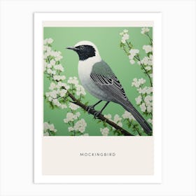 Ohara Koson Inspired Bird Painting Mockingbird 1 Poster Art Print