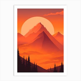 Misty Mountains Vertical Composition In Orange Tone 99 Art Print