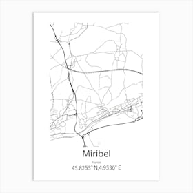 Miribel,France Minimalist Map Art Print