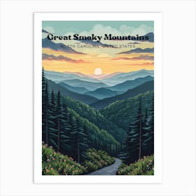 Great Smoky Mountains Appalachian Travel Art Art Print