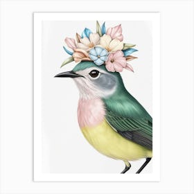 Bird With Flowers On Its Head 4 Art Print