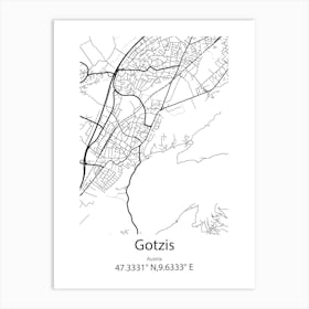 Gotzis,Austria Minimalist Map Art Print