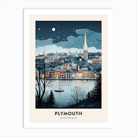 Winter Travel Poster Plymouth United Kingdom 1 Art Print