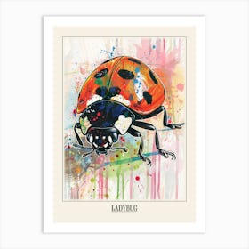 Ladybug Colourful Watercolour 3 Poster Art Print