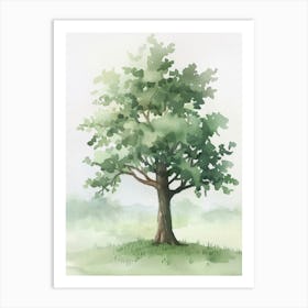 Walnut Tree Atmospheric Watercolour Painting 3 Art Print