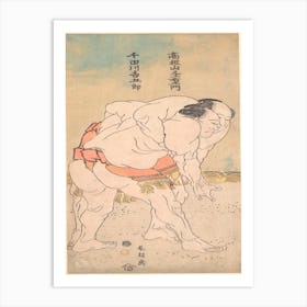 The Sumo Wrestlers, Katsushika Hokusai Art Print