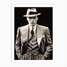  Gangster Art John Dillinger Public Enemy No 1 B&W Art Print