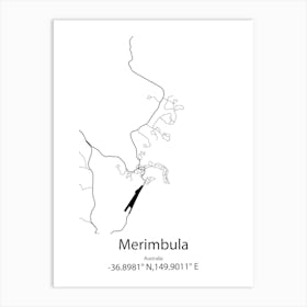 Merimbula,Australia Minimalist Map Art Print