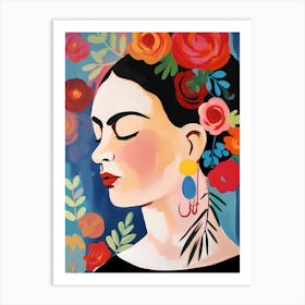 Floral Frida Kahlo Art Print