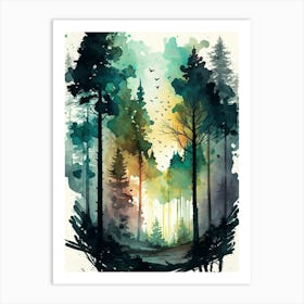 Watercolor Of A Forest 1 Art Print