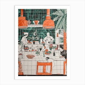 Geometric Linework Illustration Of A Restaurant Art Print