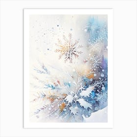 Nature, Snowflakes, Storybook Watercolours 2 Art Print