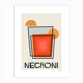 Negroni Retro Cocktail  Neutral Art Print