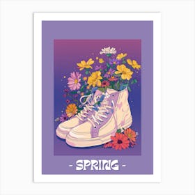 Spring Poster Retro Sneakers With Flowers 90s Illustration 2 Art Print