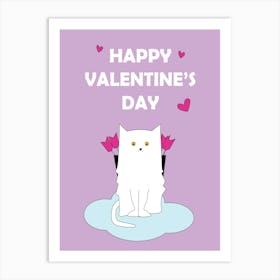 Happy Valentine'S Day Valentine Heart Cat Happy Valentines Day Art Print