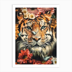 Tiger With Flowers 2 Art Print